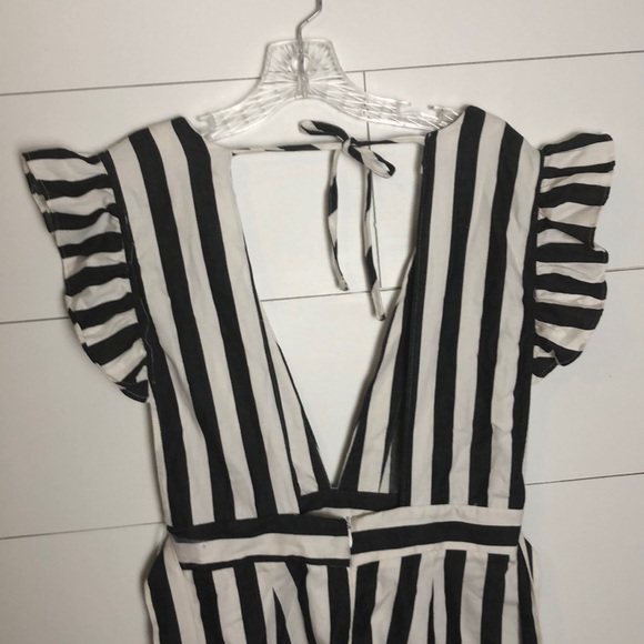 Striped dress deep V Neck Tie Back - Picture 4 of 6